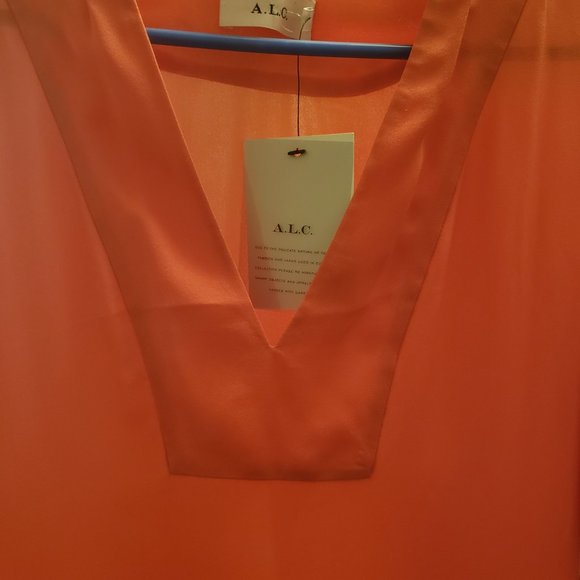 NWT ALC Delaney Silk Dress Orange Sz 0 (XS) - Picture 6 of 7